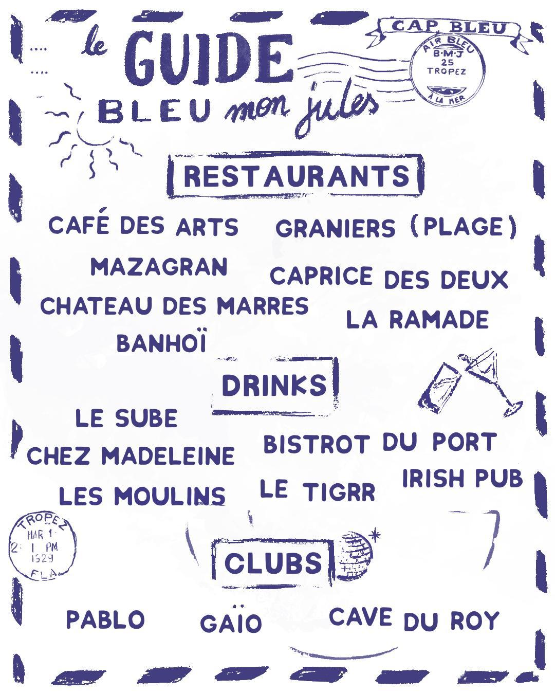 Les restaurants préférés de Bleu mon Jules à Saint-Tropez