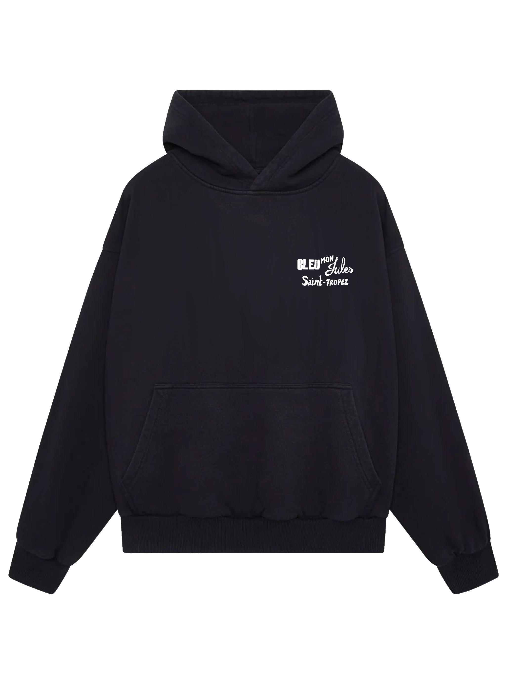 Sweat à capuche noir Java Bleu face