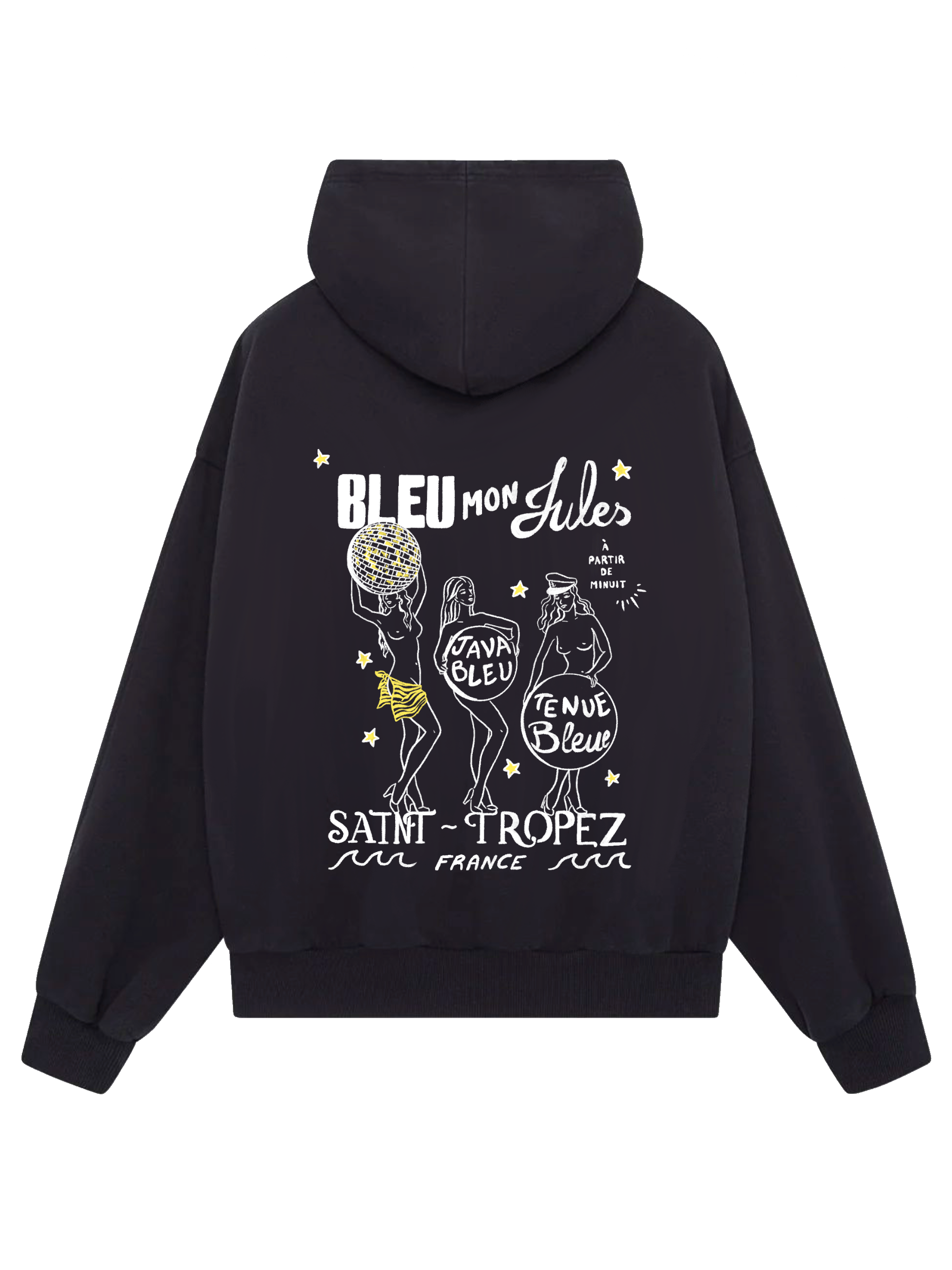 Sweat à capuche noir Java Bleu dos