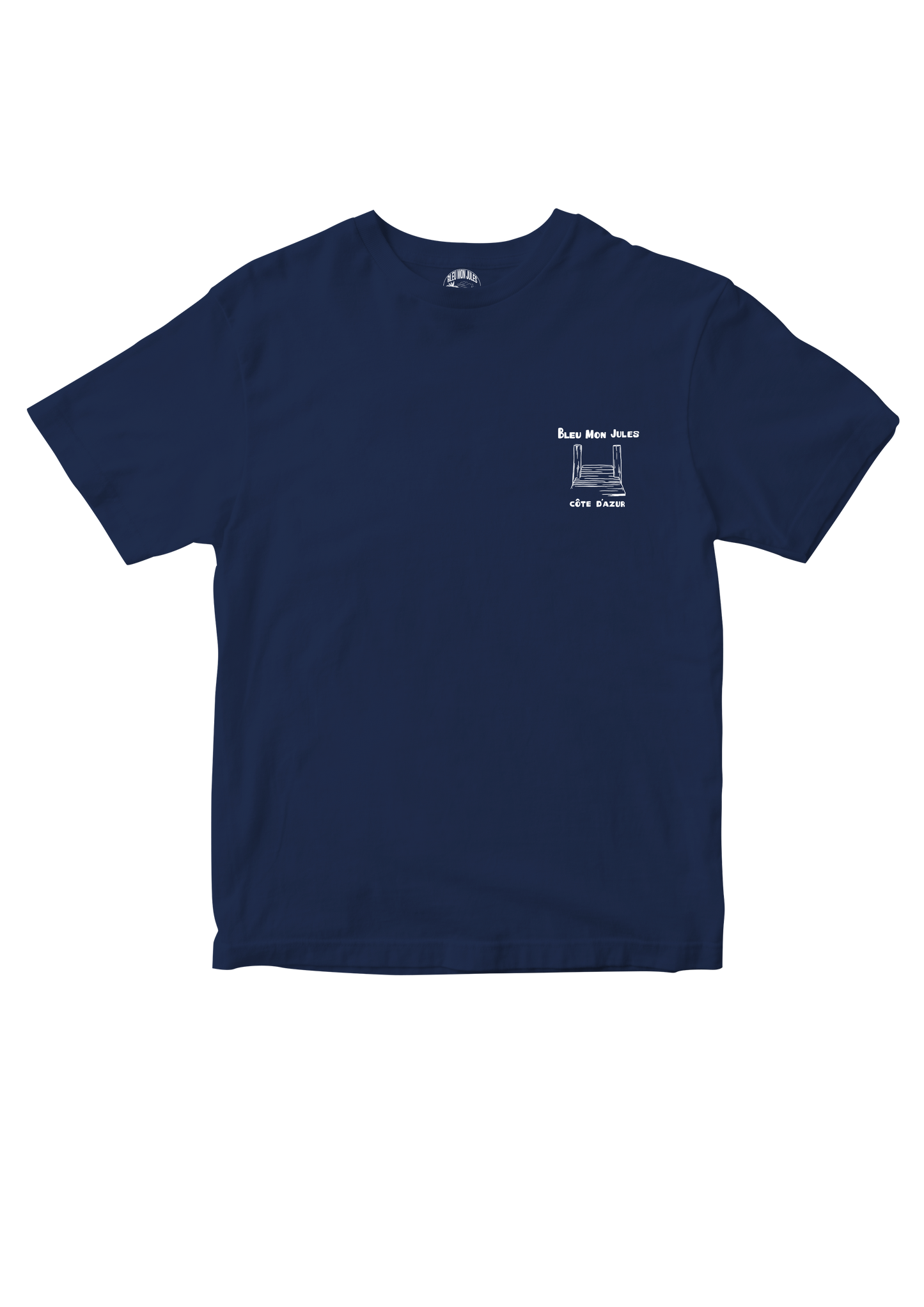 T-shirt bleu Ponche face - manches courtes