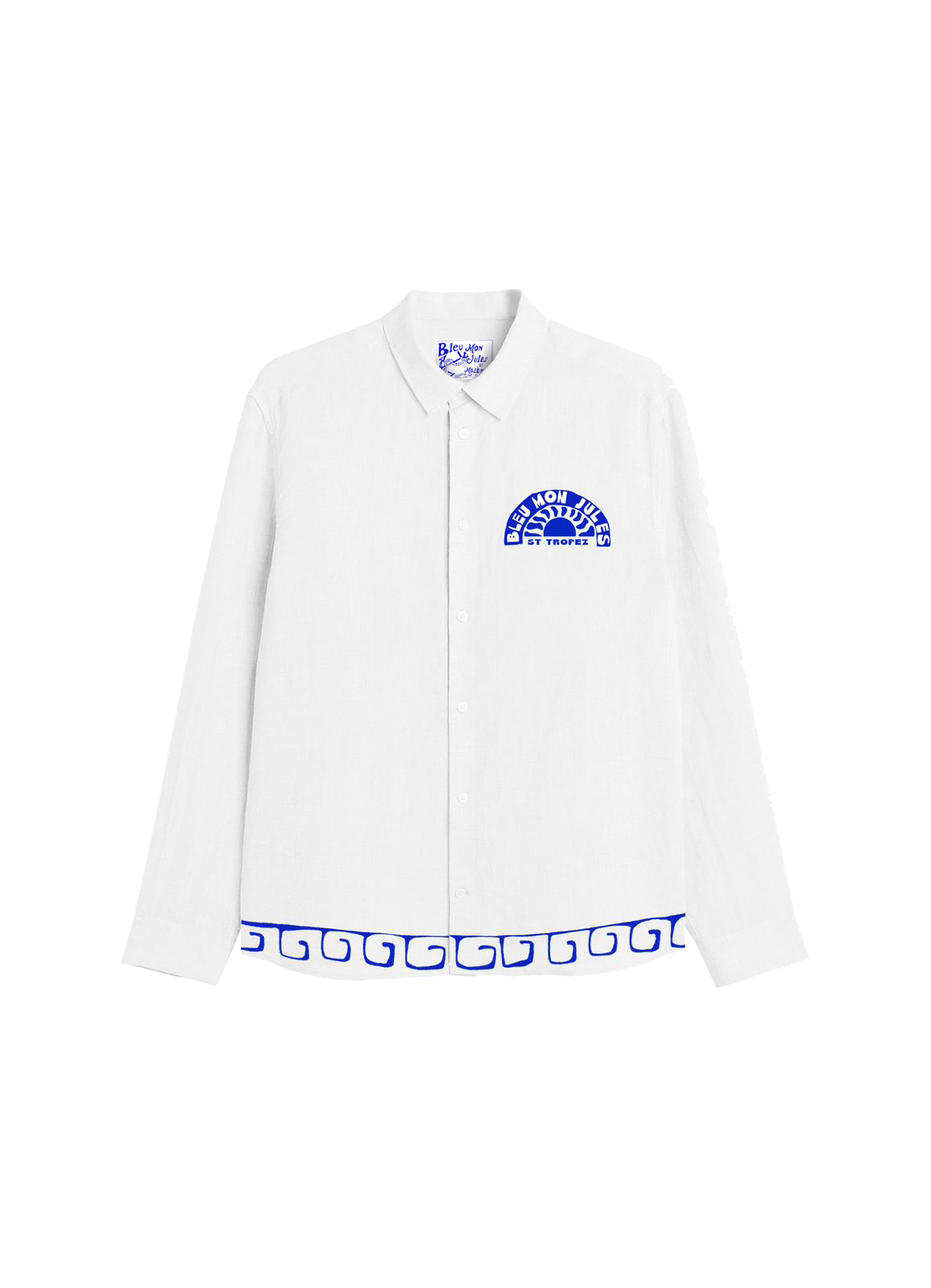 Chemise Hydra Lin blanc vue de face – Bleu Mon Jules