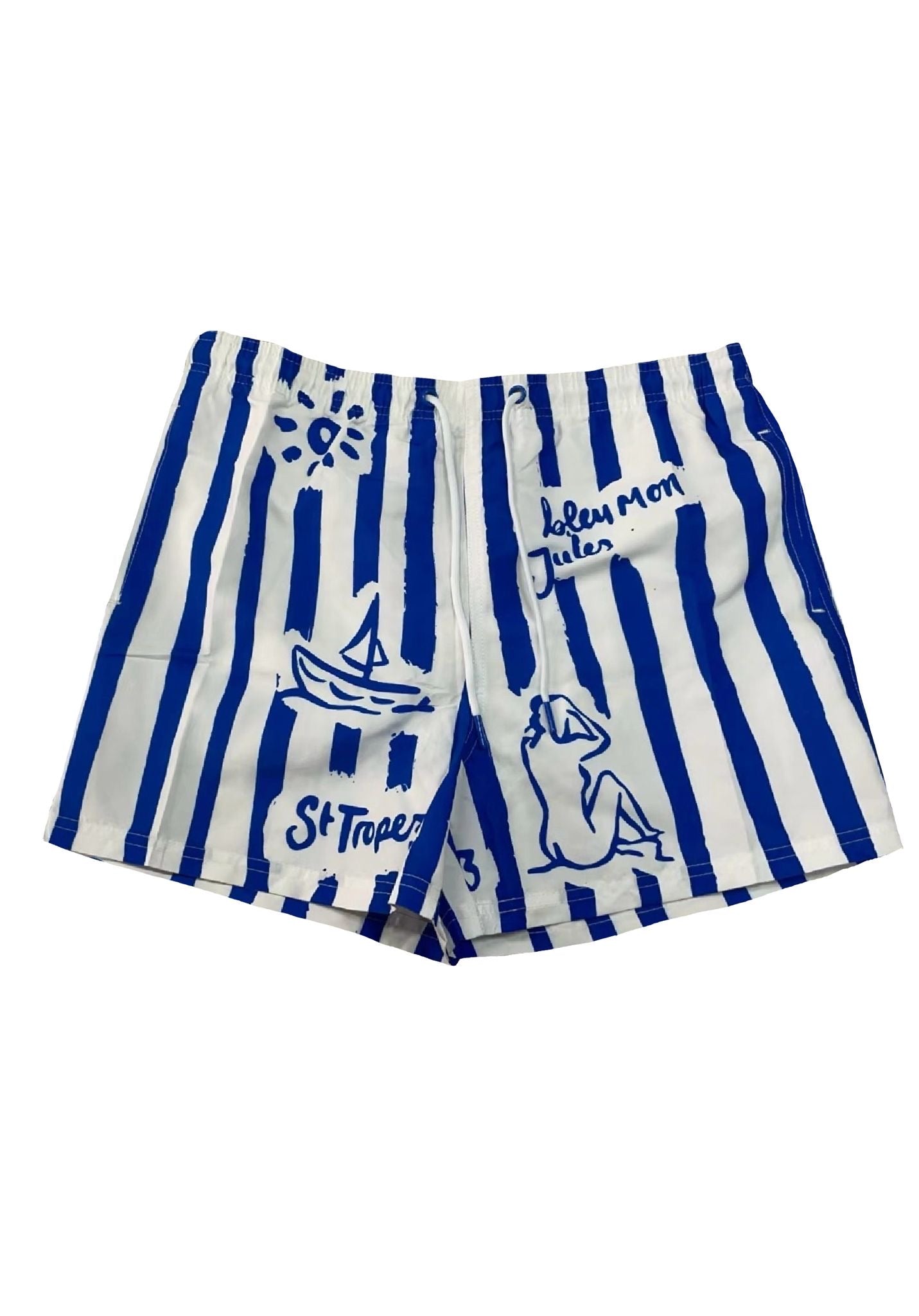 Maillot de bain à rayures bleu et blanc face