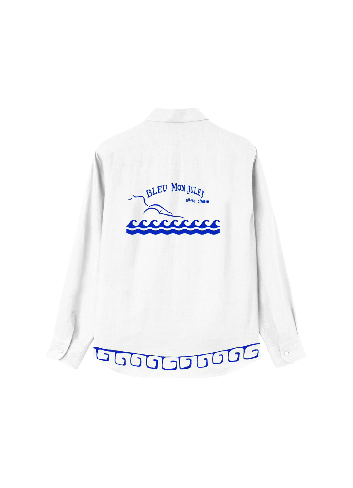 Chemise Hydra Lin blanc vue de face – Bleu Mon Jules