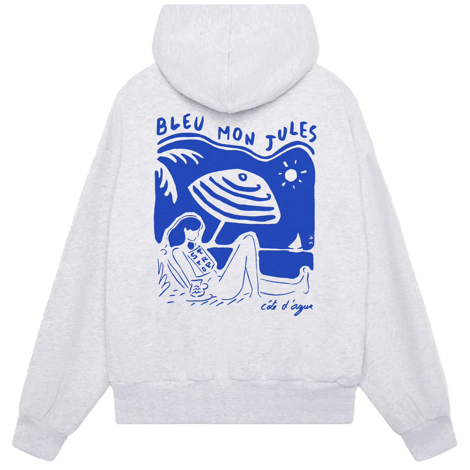 Sweat à capuche gris Bulle d'eau dos