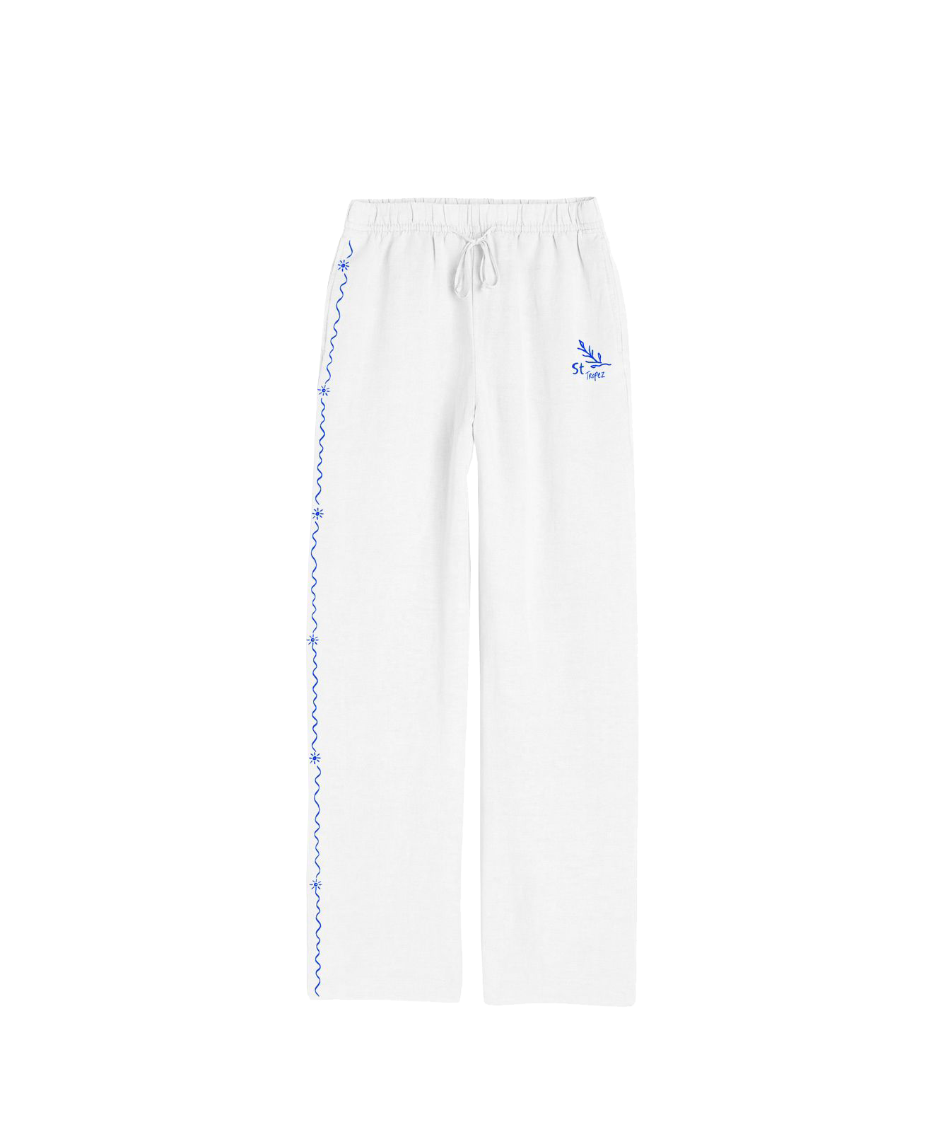 Pantalon blanc – vue de face Esprit bord de mer, pantalon léger, allure décontractée et estivale.