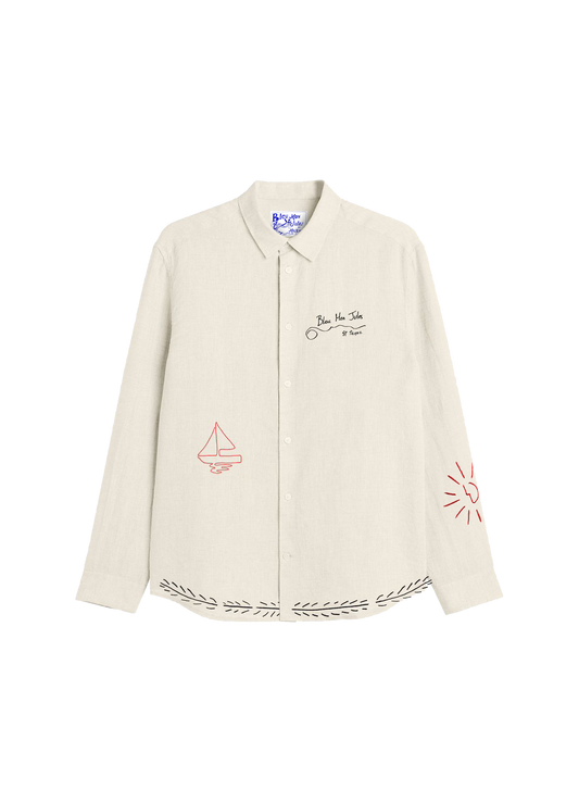 Chemise Sirtaki Lin vue de face – Bleu Mon Jules