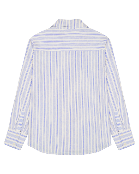 Dos chemise lin rayée bleu blanc Bleu mon Jules, vue de dos