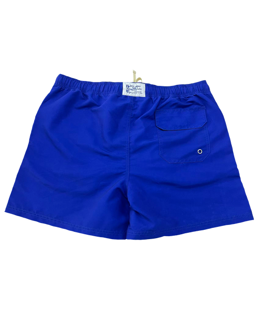 Dos short de bain Bleu mon Jules bleu roi uni, poche arrière à rabat et étiquette tissée Saint-Tropez