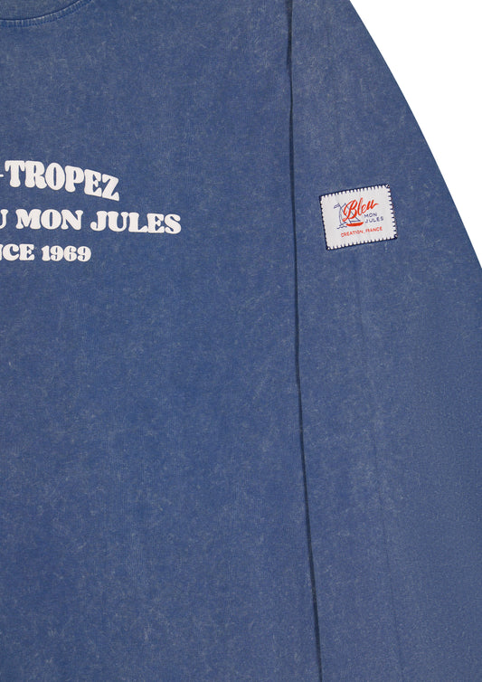 Marinière Saint-Tropez coton oversize bleu avec logo Bleu mon Jules brodé, estival et intemporel