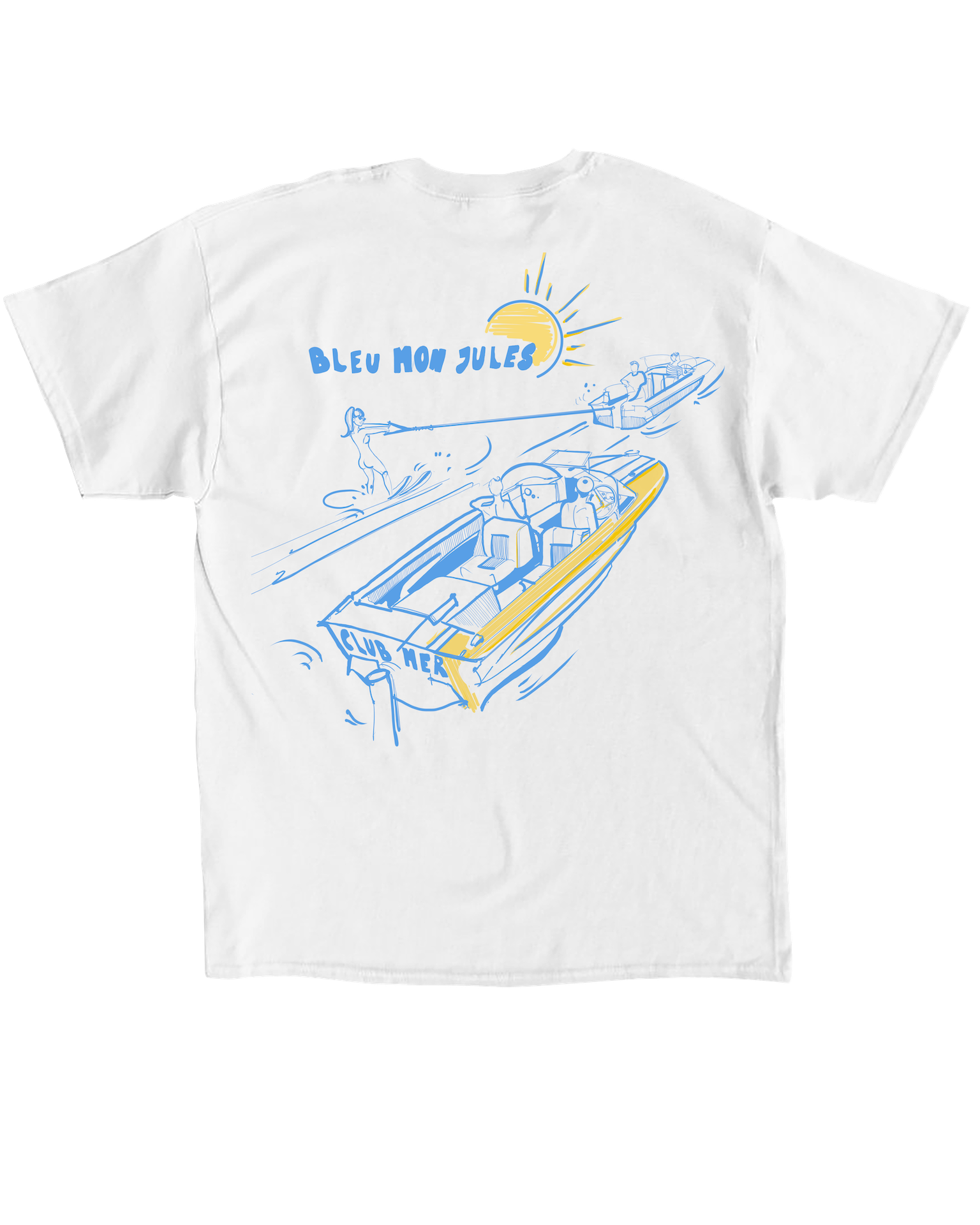 T-shirt blanc Club Mer dos - manches courtes
