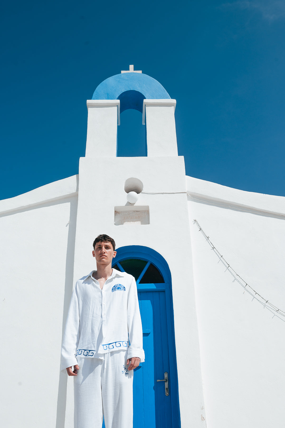 Blue my Jules Hydra - Unisex Embroidered Shirt Ecru — photo 5