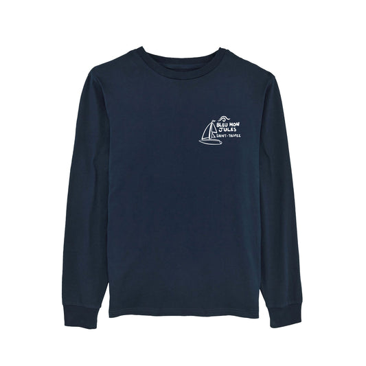 T-shirt manches longues bleu Voiles Du Midi face - manches longues