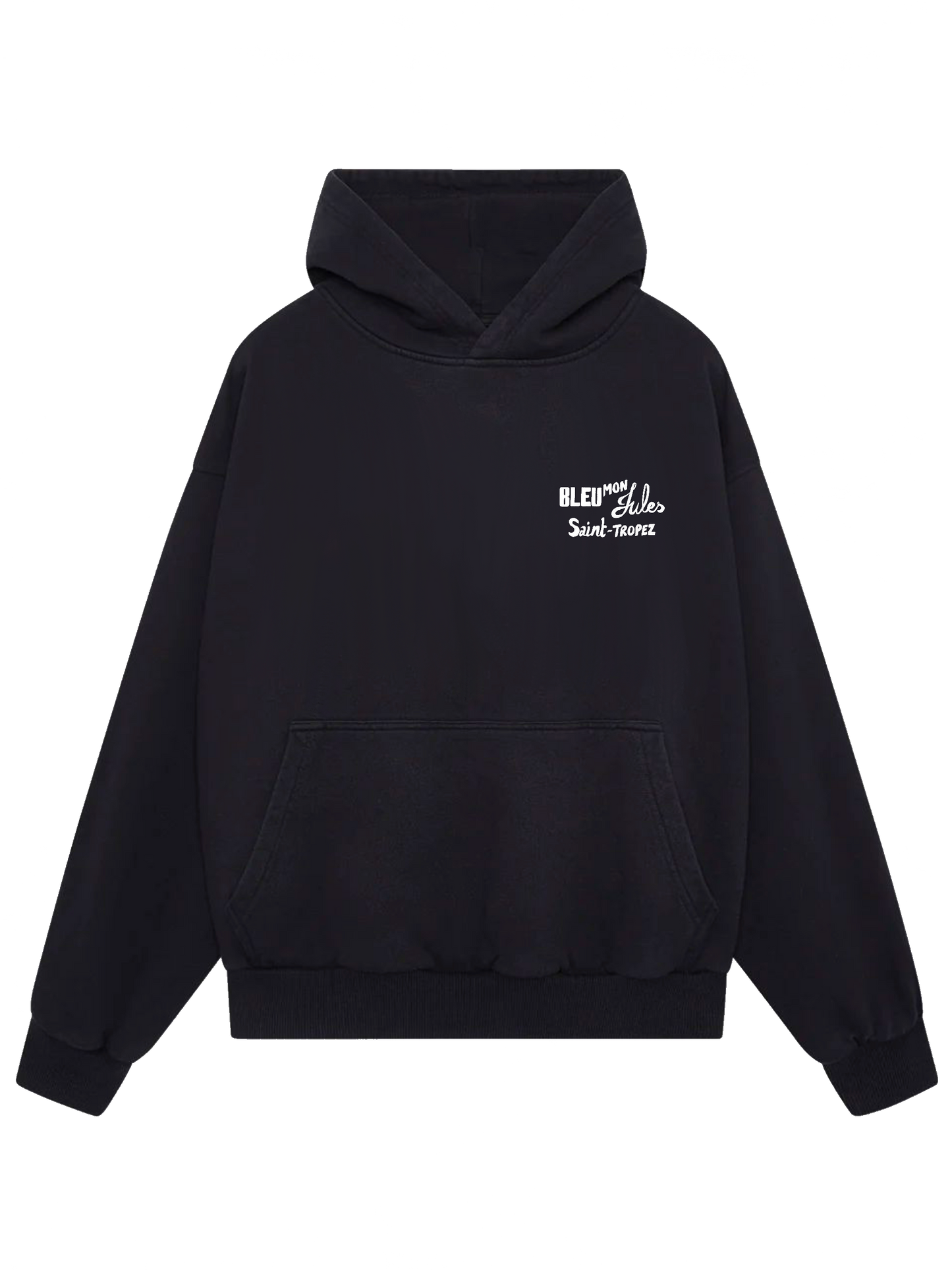 Sweat à capuche noir Java Bleu face