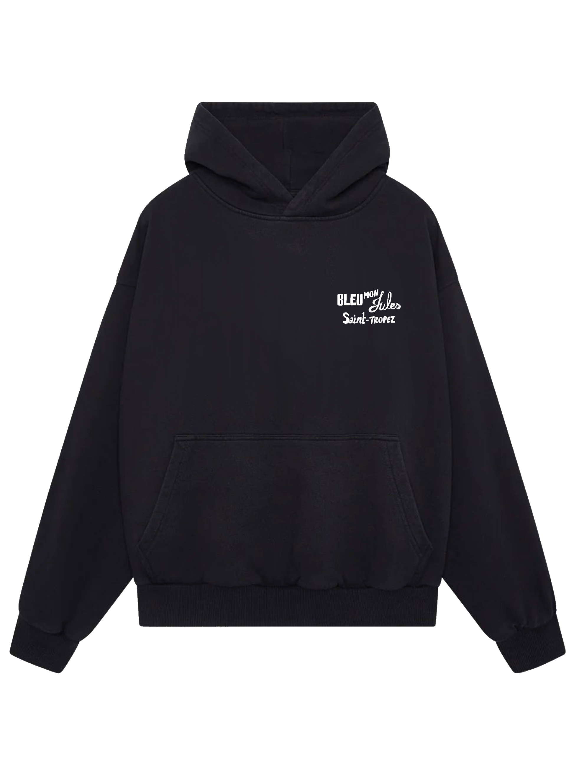 Sweat à capuche noir Java Bleu face
