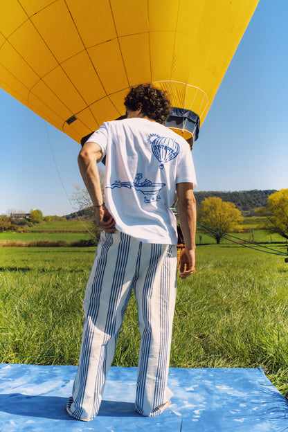 T-shirt manches courtes blanc Montgolfière porté de dos par un homme
