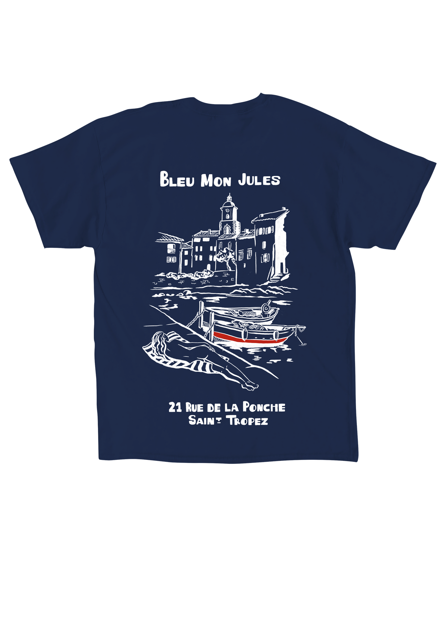 T-shirt bleu Ponche dos - manches courtes