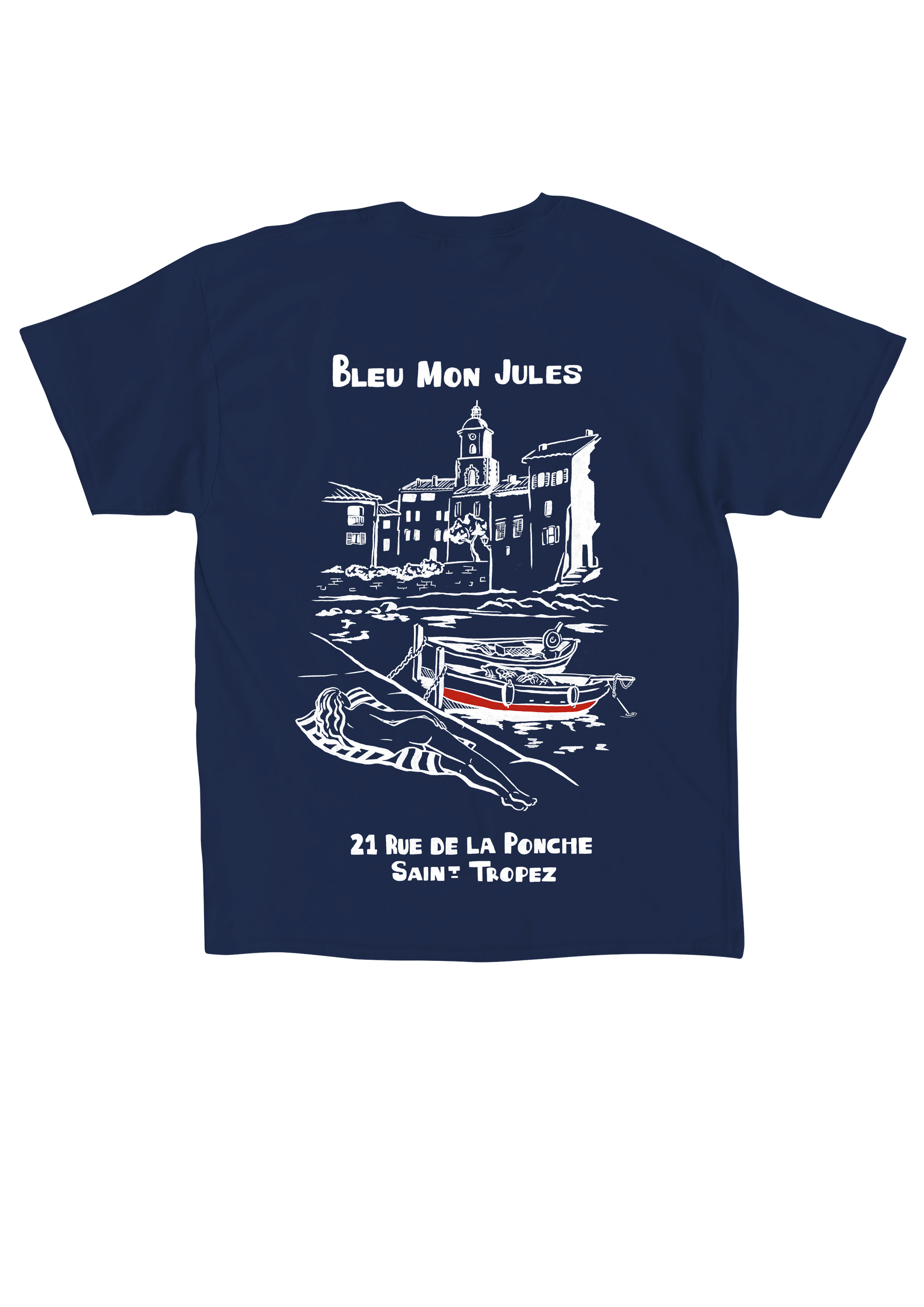 T-shirt bleu Ponche dos - manches courtes