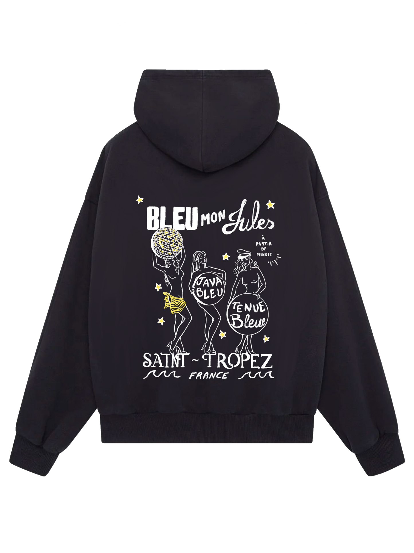 Sweat à capuche noir Java Bleu dos