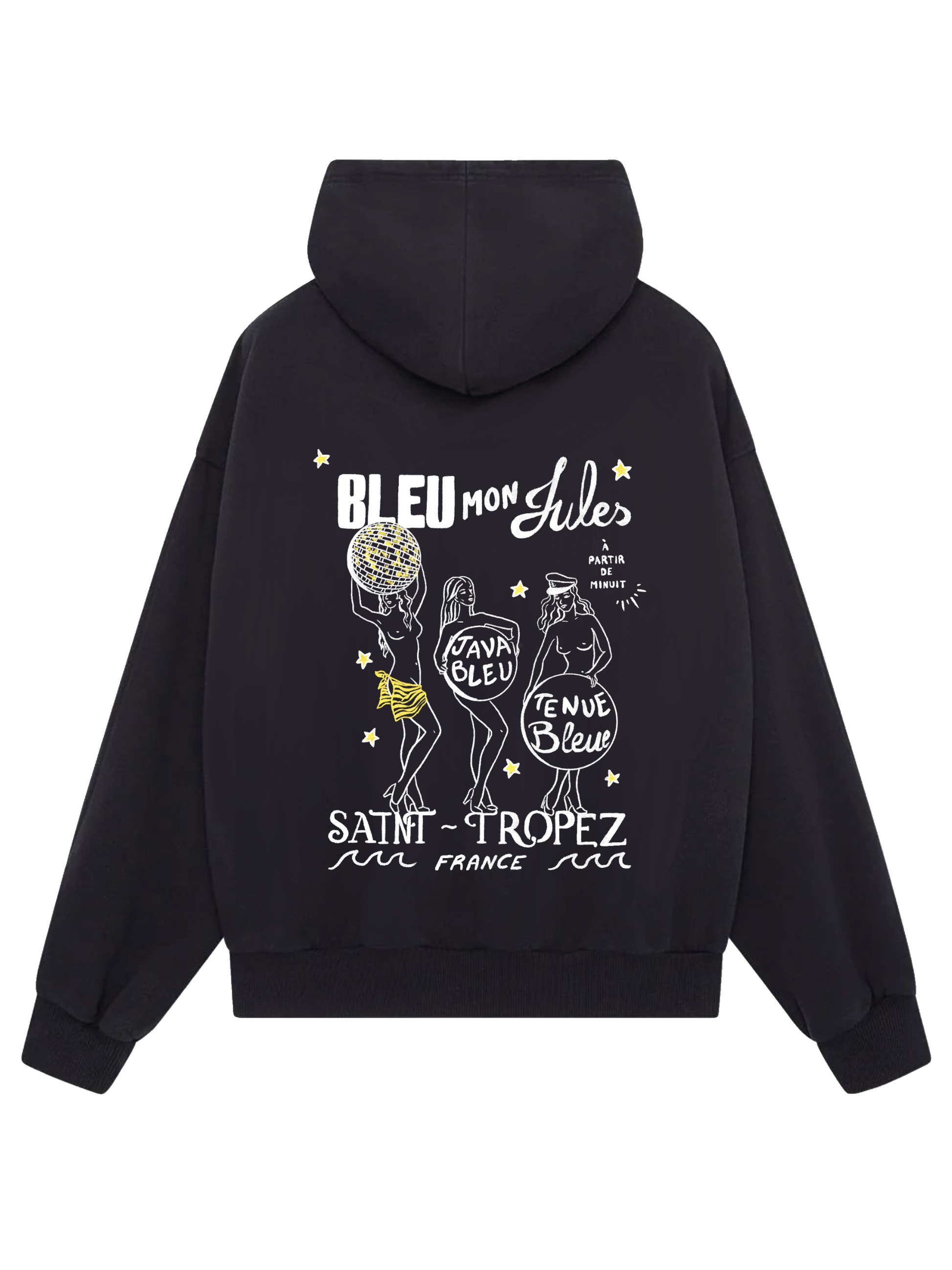 Sweat à capuche noir Java Bleu dos