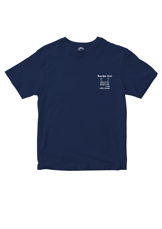 T-shirt bleu Ponche face - manches courtes