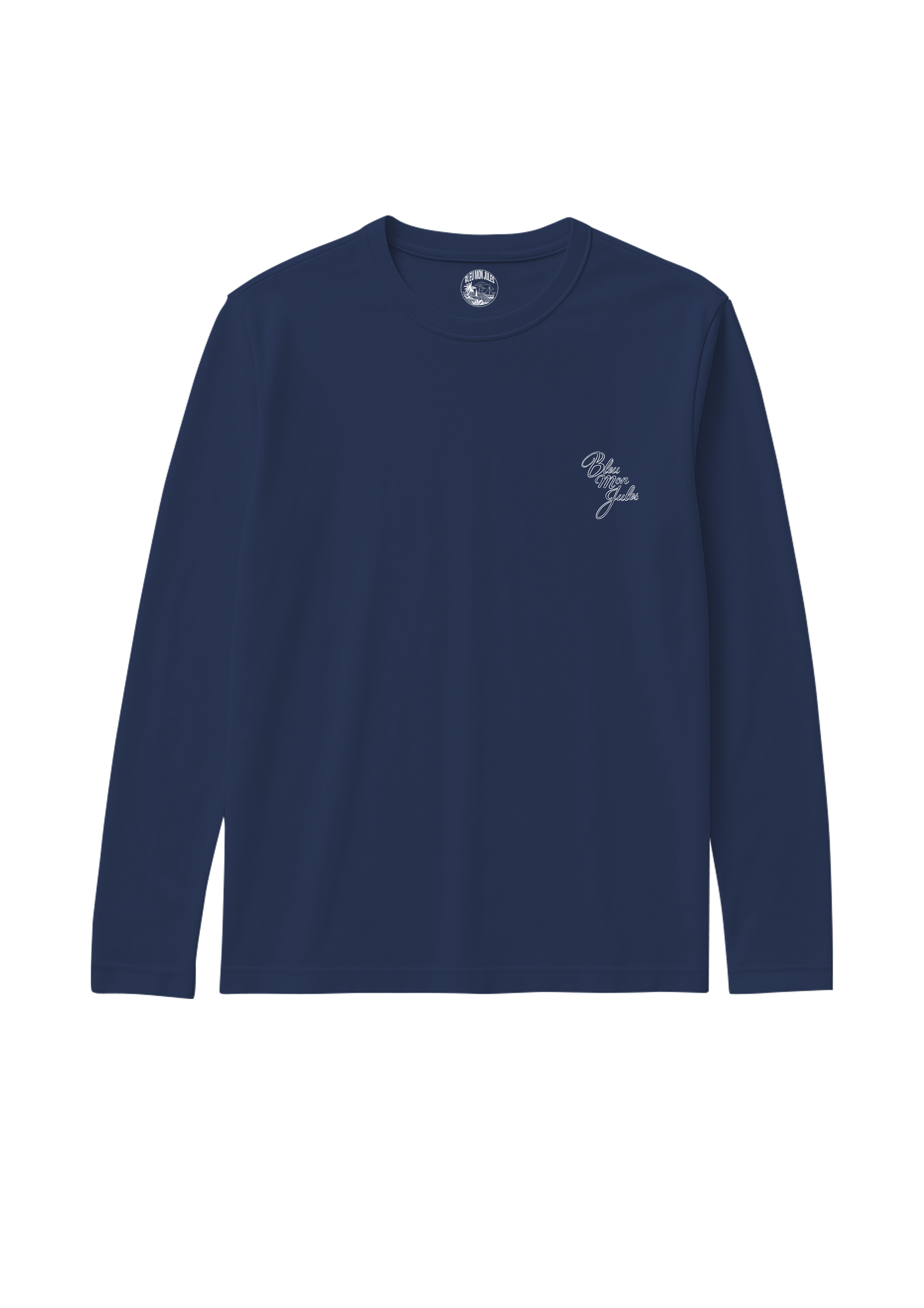T-shirt à Manche longue de couleur bleu marine aux trait blanc face