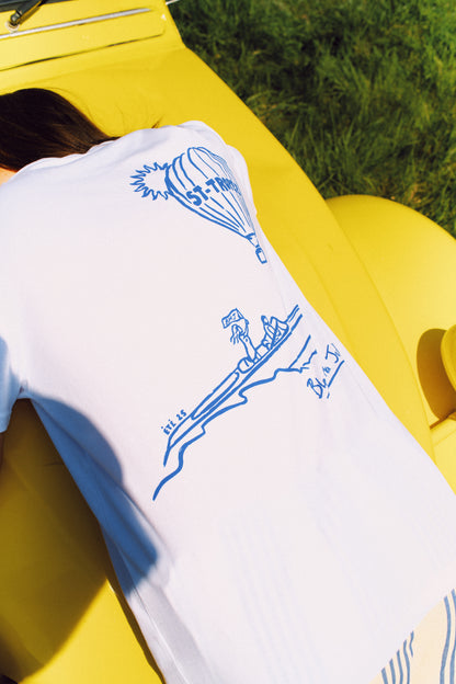 T-shirt manches courtes blanc Montgolfière porté dos