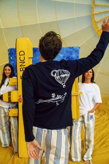 T-shirt manches longues bleu Montgolfière porté