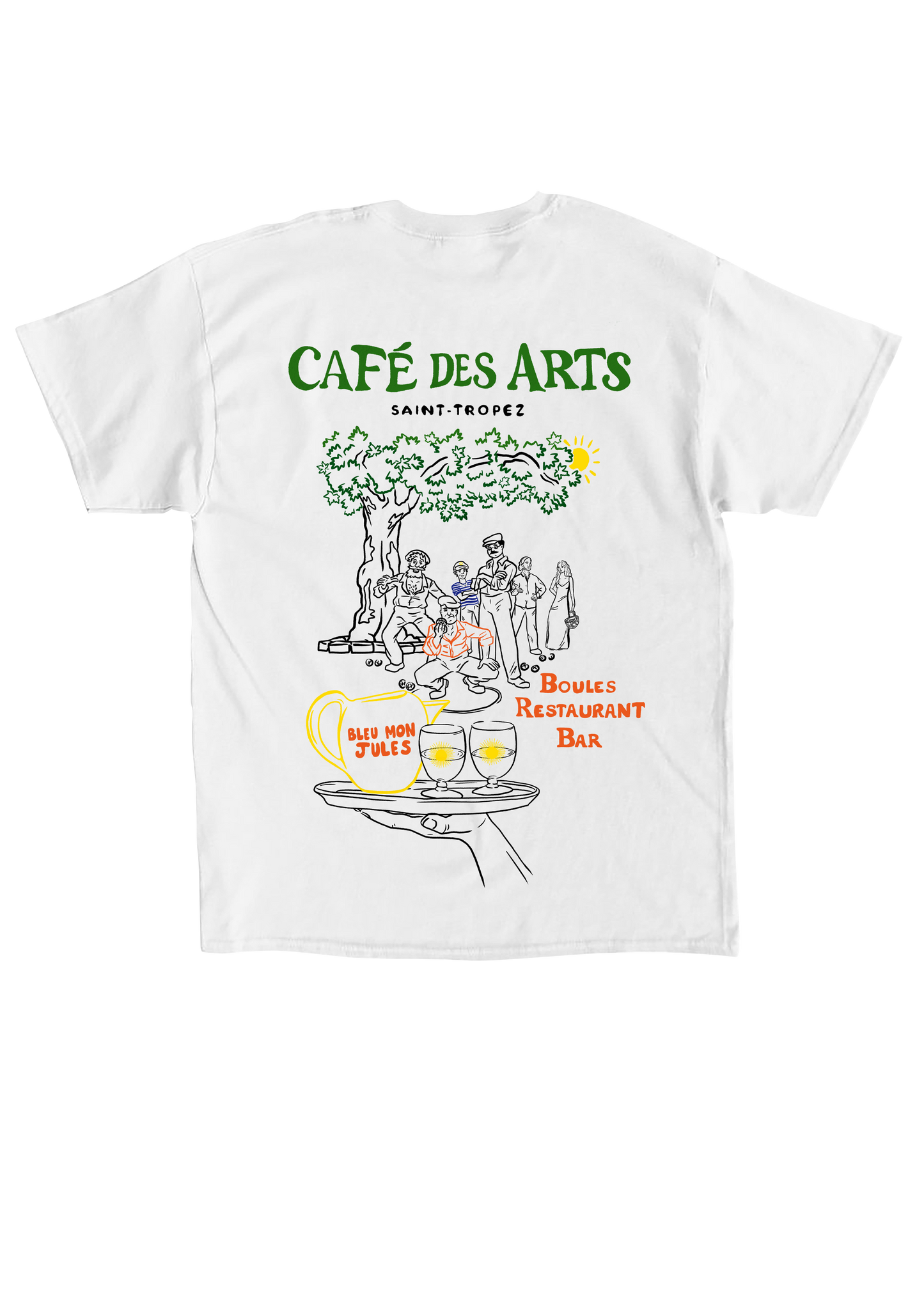 T-shirt blanc Café des Arts Saint-Tropez 2024 dos - manches courtes