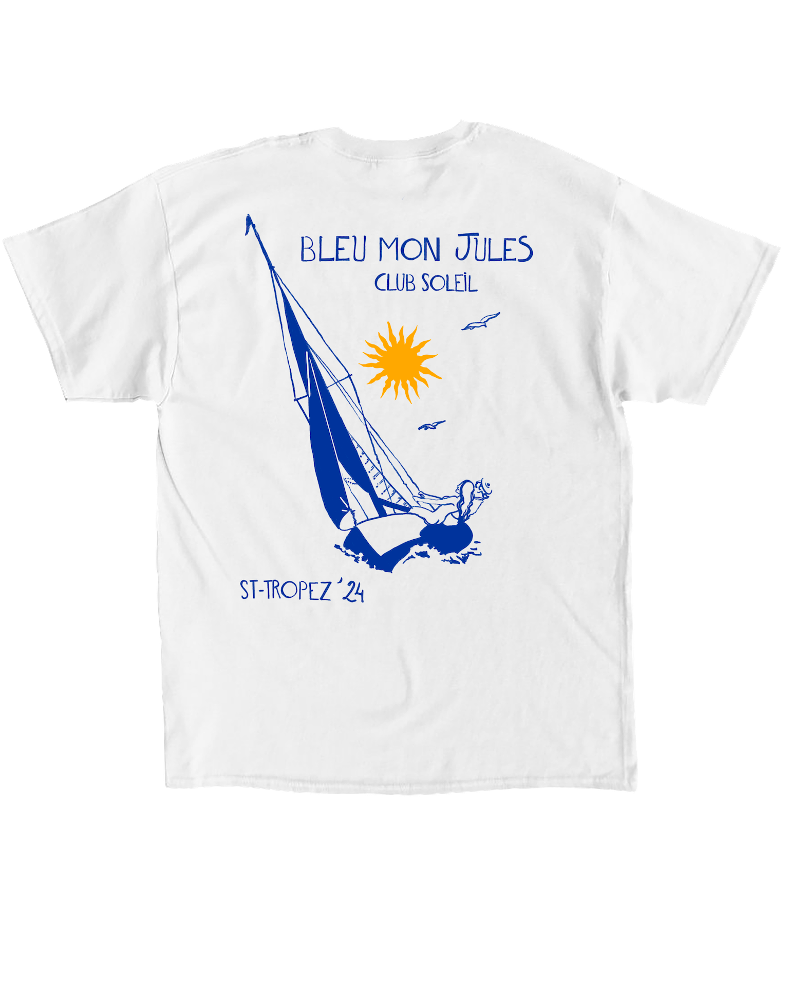 T-shirt blanc Voilier Ivre dos - manches courtes