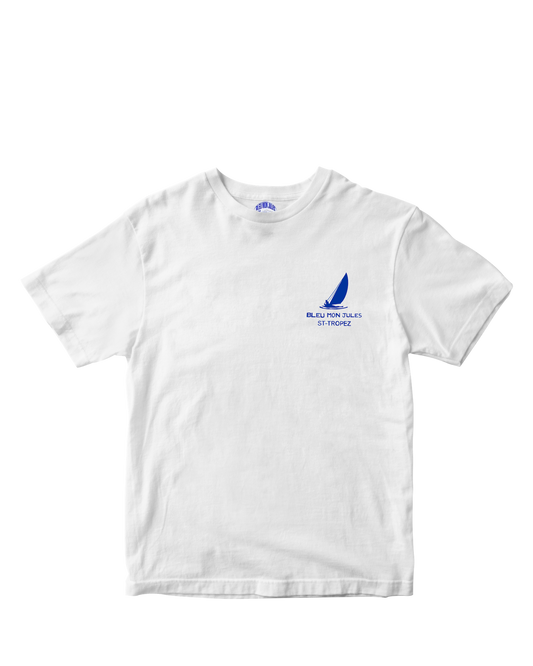 T-shirt blanc Voilier Ivre face - manches courtes