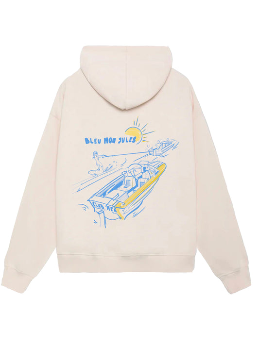Sweat à capuche couleur crème Club Mer dos