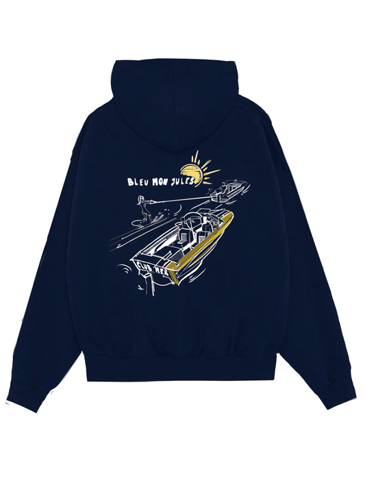 Sweat à capuche bleu Club Mer dos