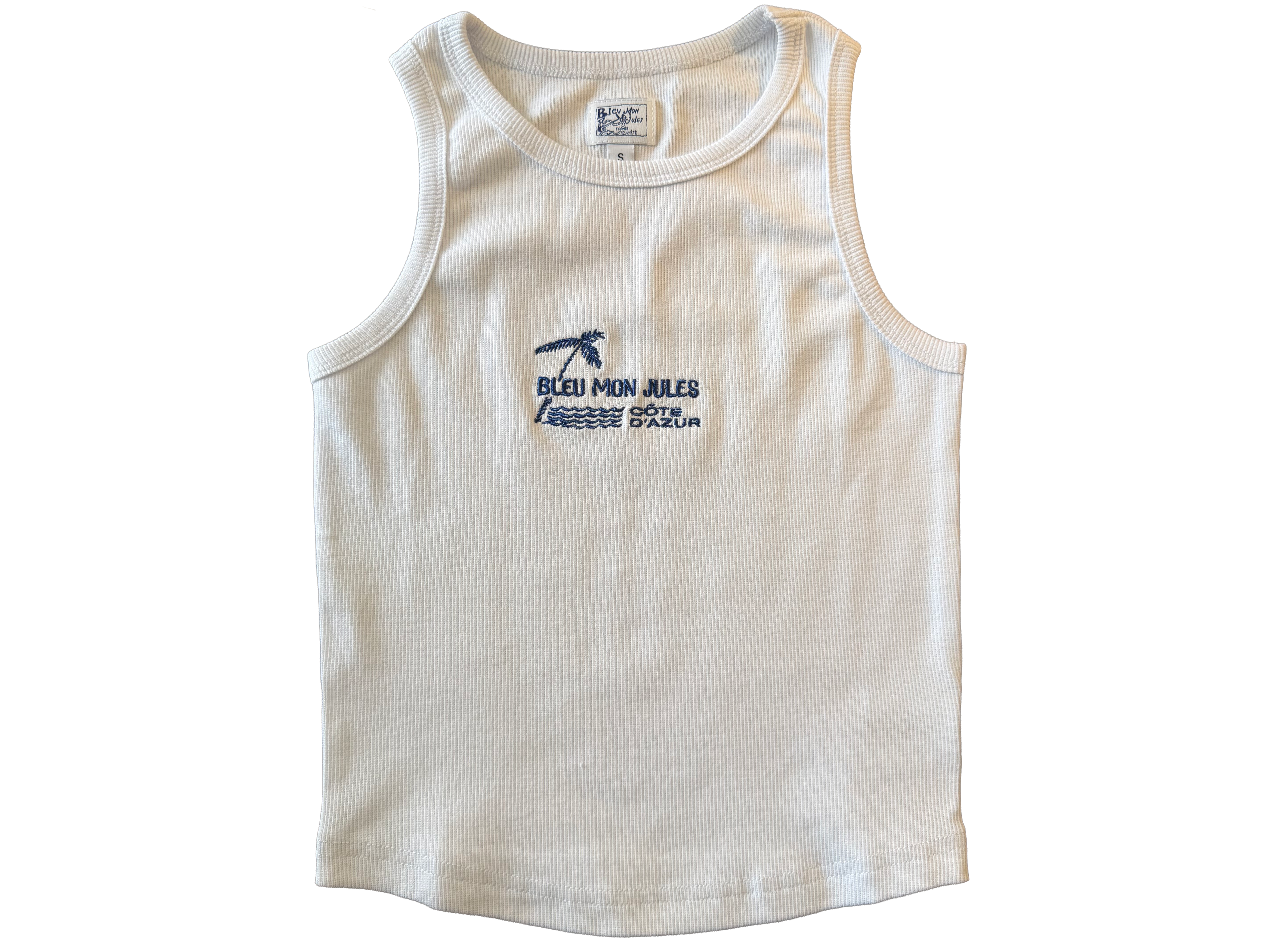 Women's Tank Top - Ribbed Cotton - Côte d'Azur Embroidery — 95% cotton / 5% elastane, 260 gsm — photo 2