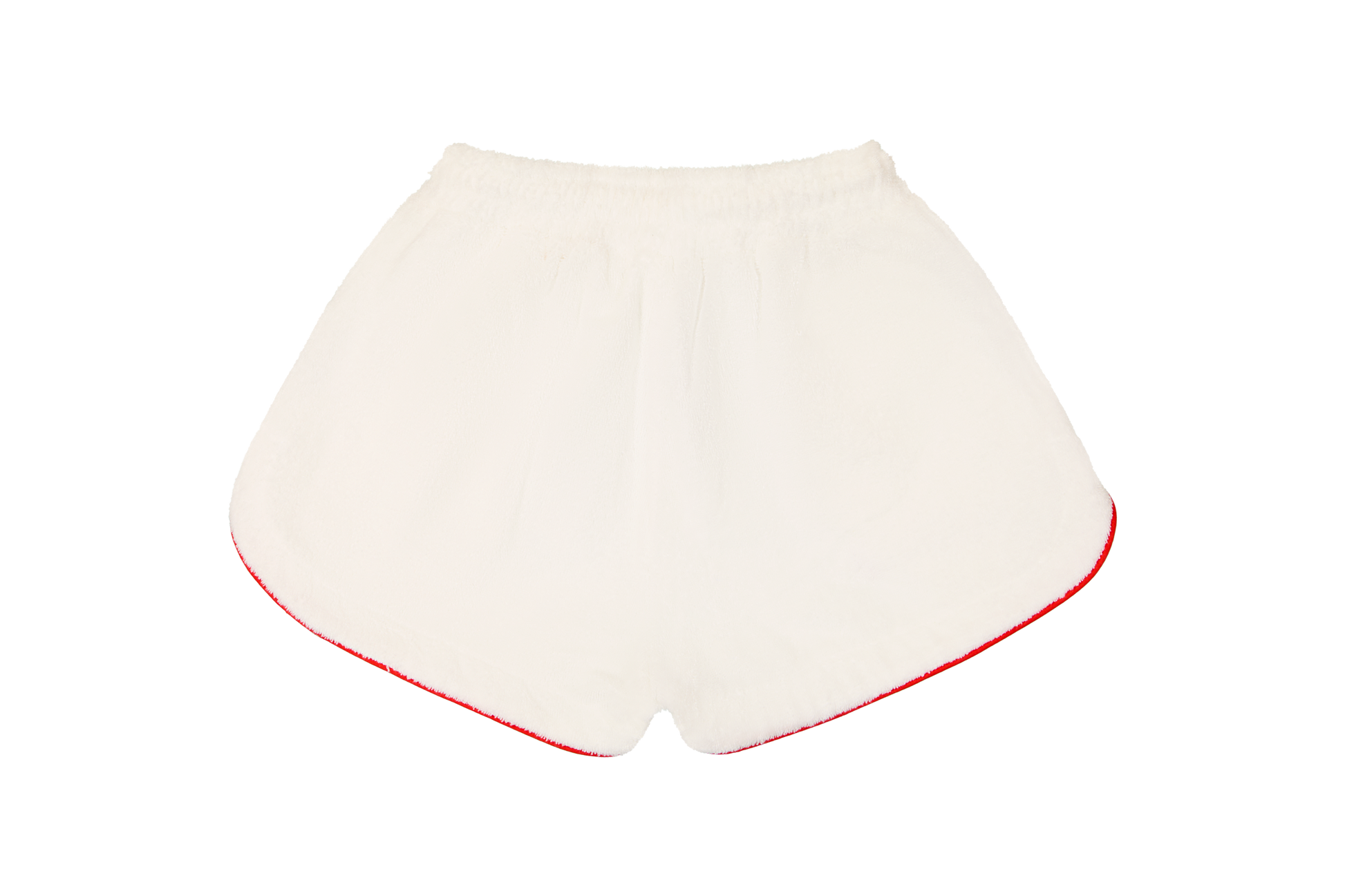 Dos short éponge blanc Bleu mon Jules, passepoil rouge sur les jambes
