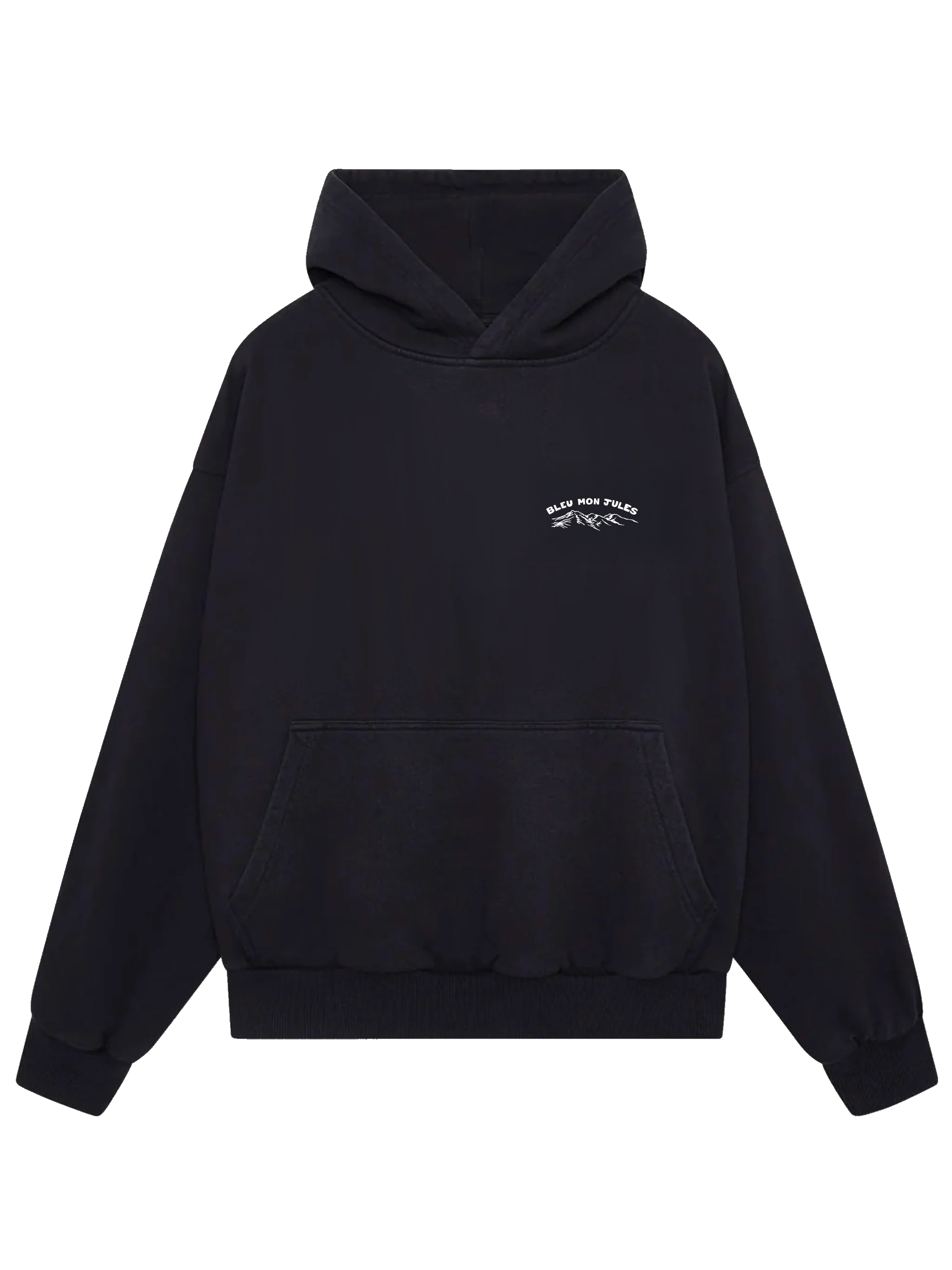 Sweat Mont Bleu Bleu mon Jules, vue face, dessin minimaliste, style hivernal inspiré du Mont Ventoux.