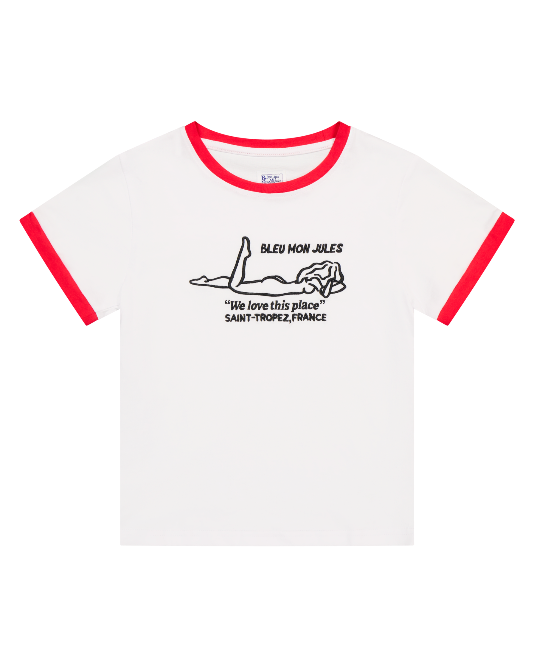 Red Border T-shirt - Women's Cut - Bleu mon Jules