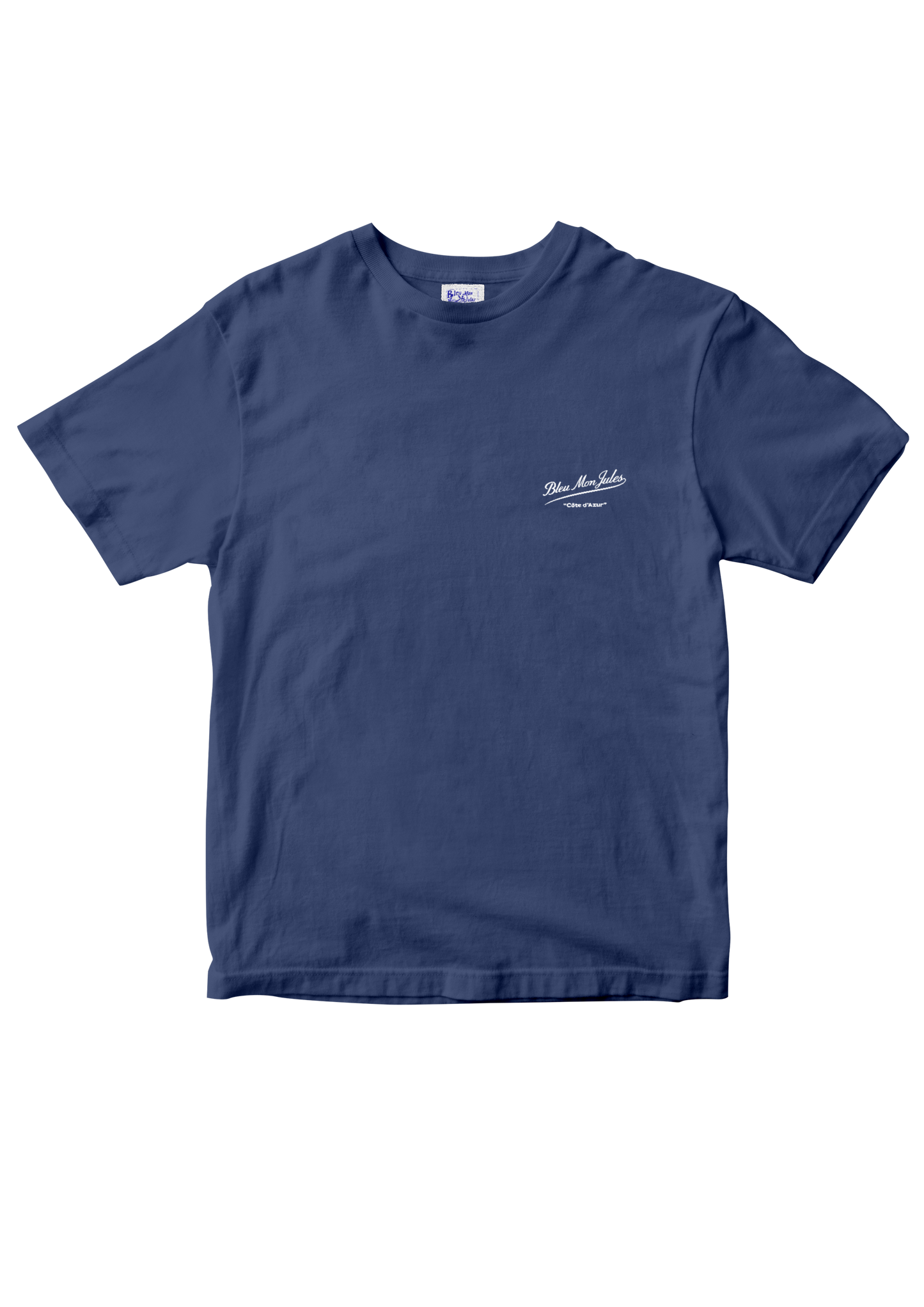Dos t-shirt bleu marine Bleu mon Jules, écriture manuscrite