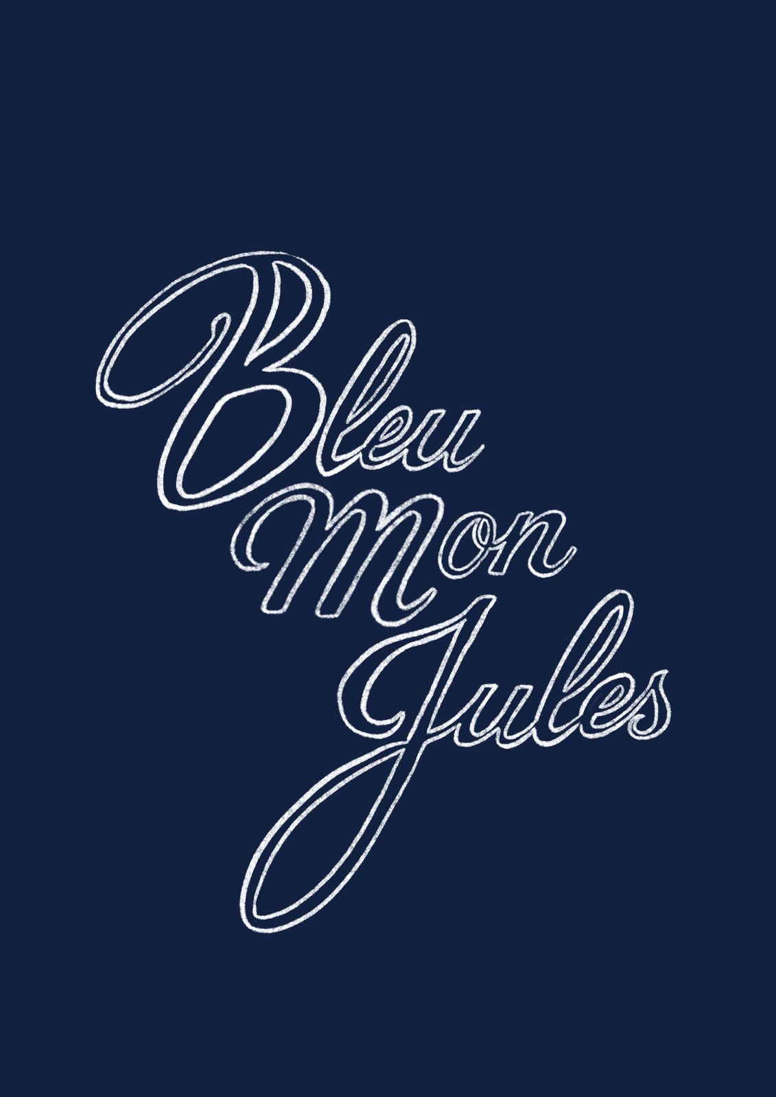 Zoom sur la broderie Bleu mon Jules, logo brodé côté cœur