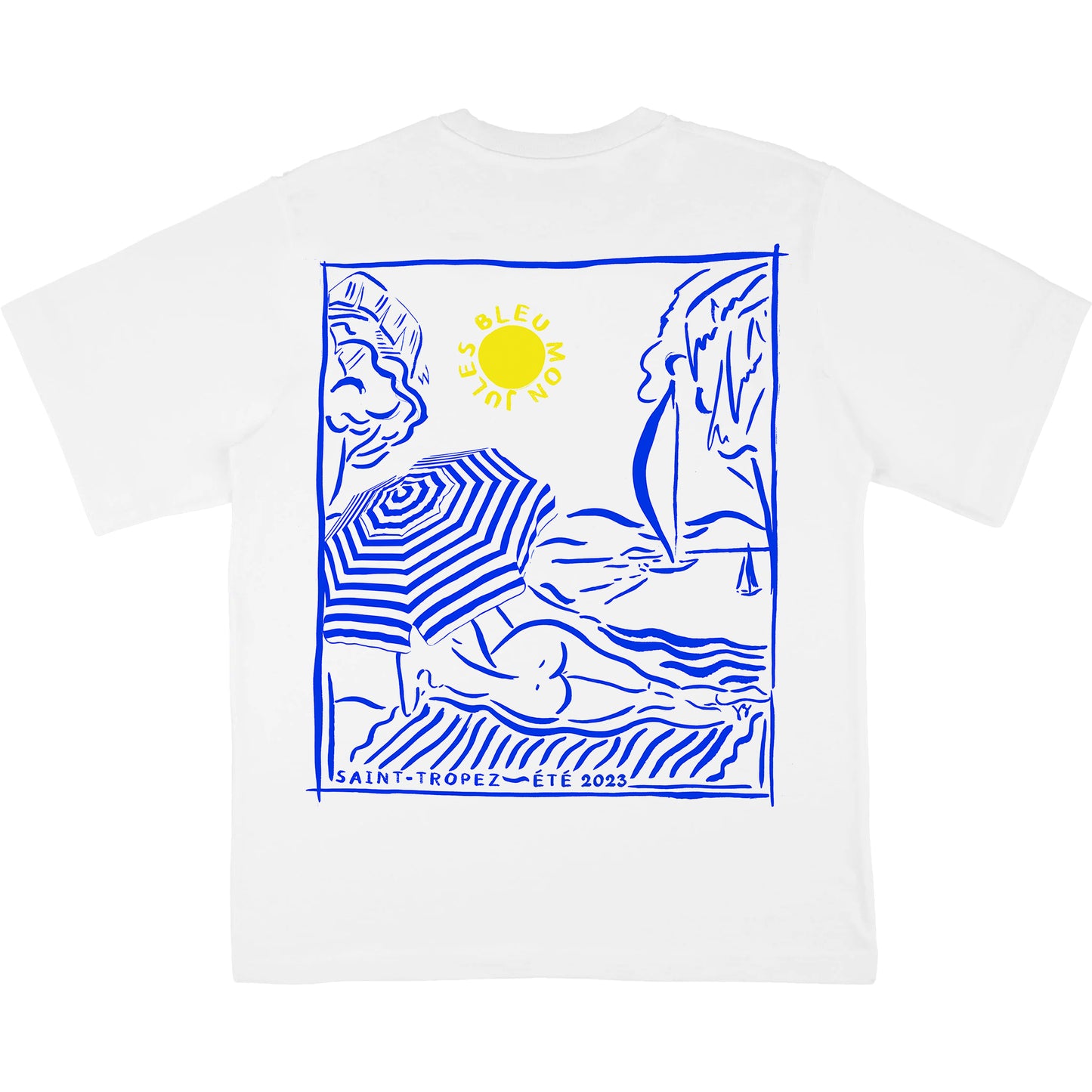 T-shirt blanc Soleil Jaune dos - manches courtes