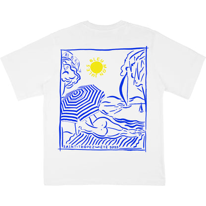 T-shirt blanc Soleil Jaune dos - manches courtes